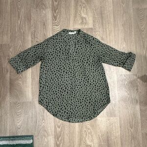 Lush Olive and Black Patterned Top